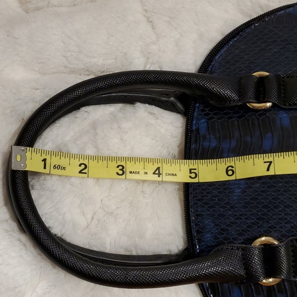 Embossed Python Small Bowler Bag Purse - Picture 11 of 11